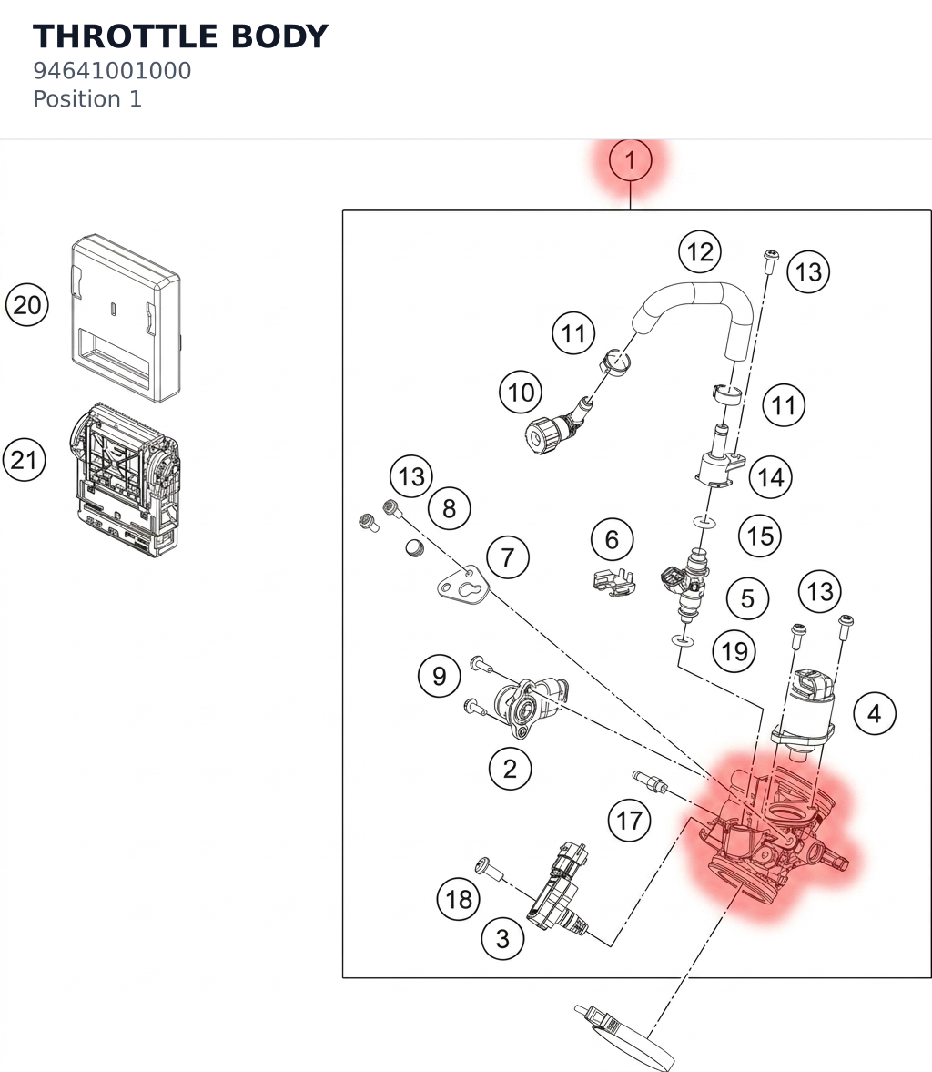 Diagram preview: THROTTLE BODY (94641001000)