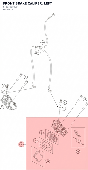 Diagram preview: FRONT BRAKE CALIPER, LEFT (63613015000)