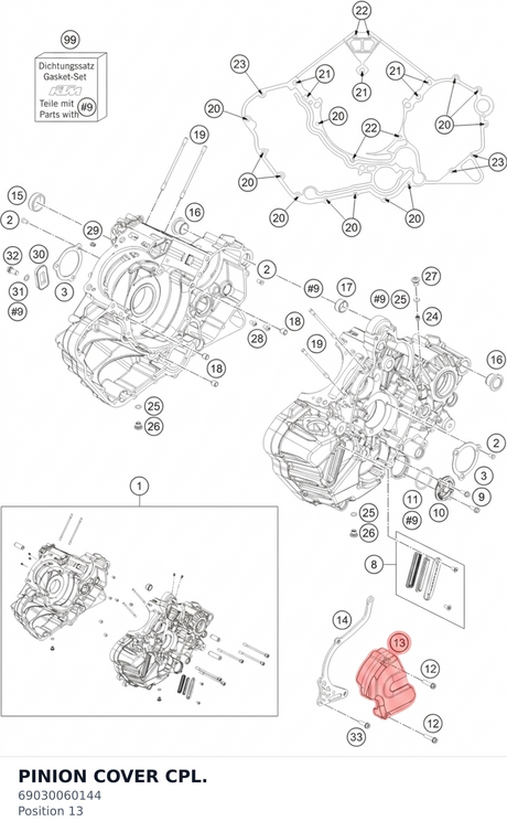 Diagram preview: PINION COVER CPL. (69030060144)