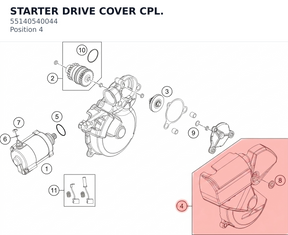 Diagram preview: STARTER DRIVE COVER CPL. (55140540044)
