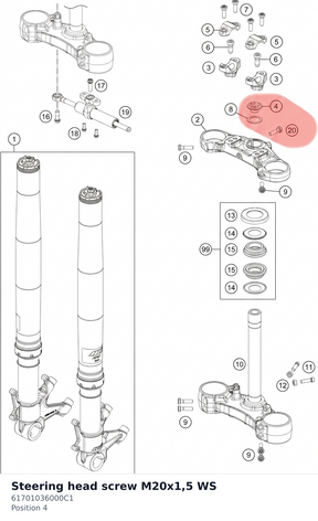 Diagram preview: Steering head screw M20x1,5 WS (61701036000C1)