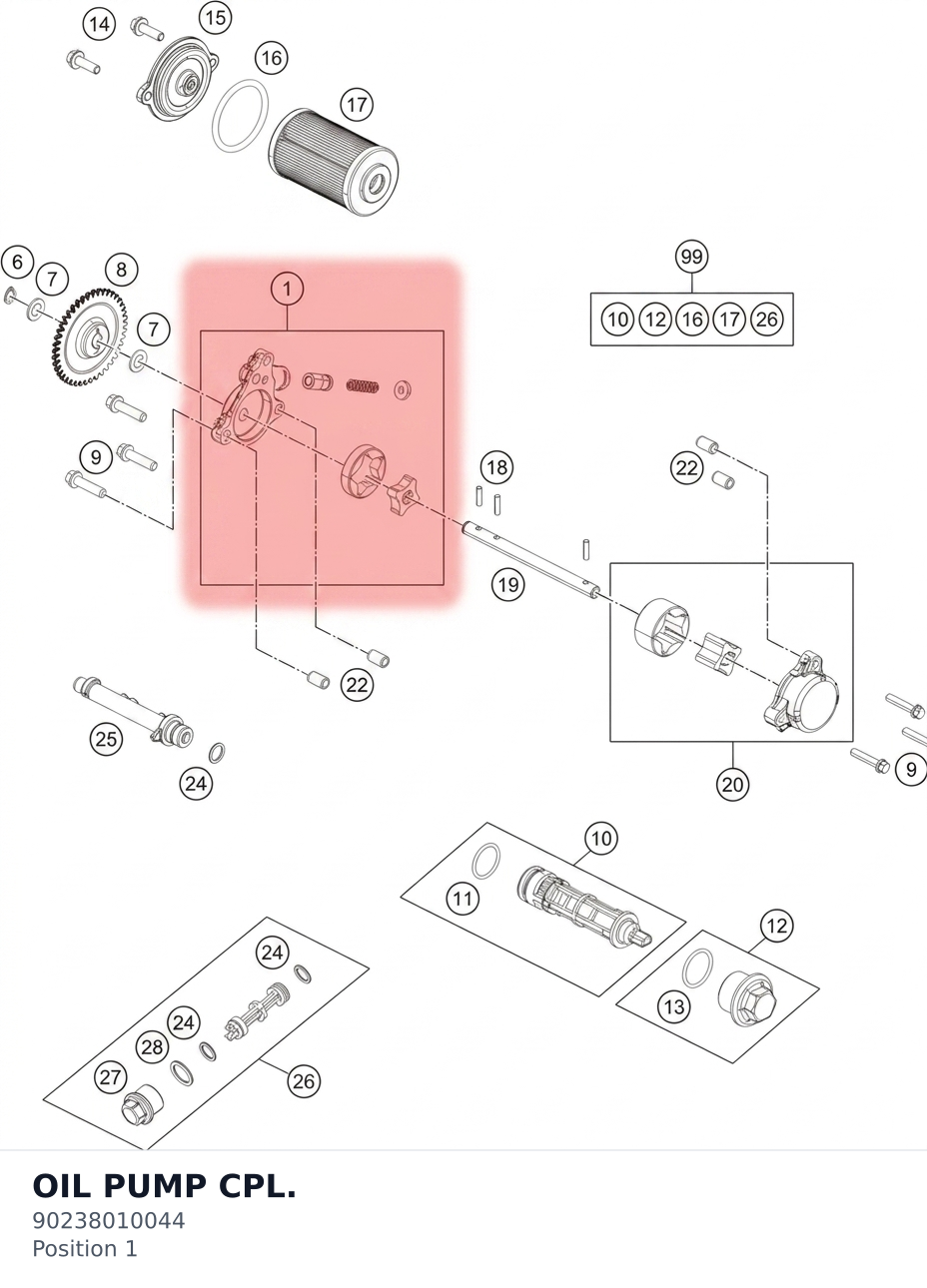 Diagram preview: OIL PUMP CPL. (90238010044)