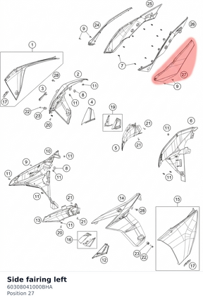 Diagram preview: Side fairing left (60308041000BHA)