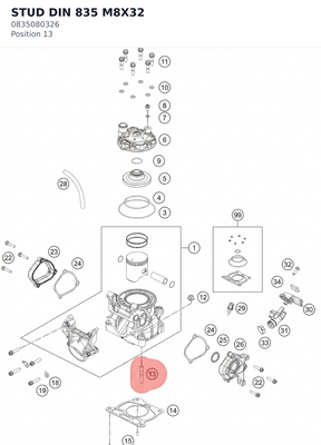 Diagram preview: STUD DIN 835 M8X32 (0835080326)