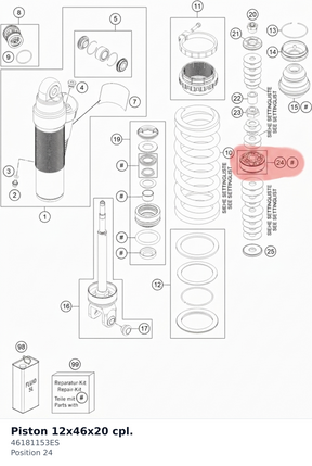 Diagram preview: Piston 12x46x20 cpl. (46181153ES)