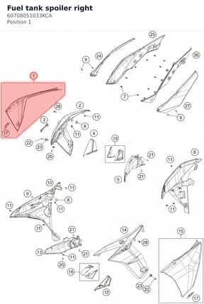 Diagram preview: Fuel tank spoiler right (60708051033KCA)