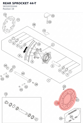 Diagram preview: REAR SPROCKET 44-T (58310151044)