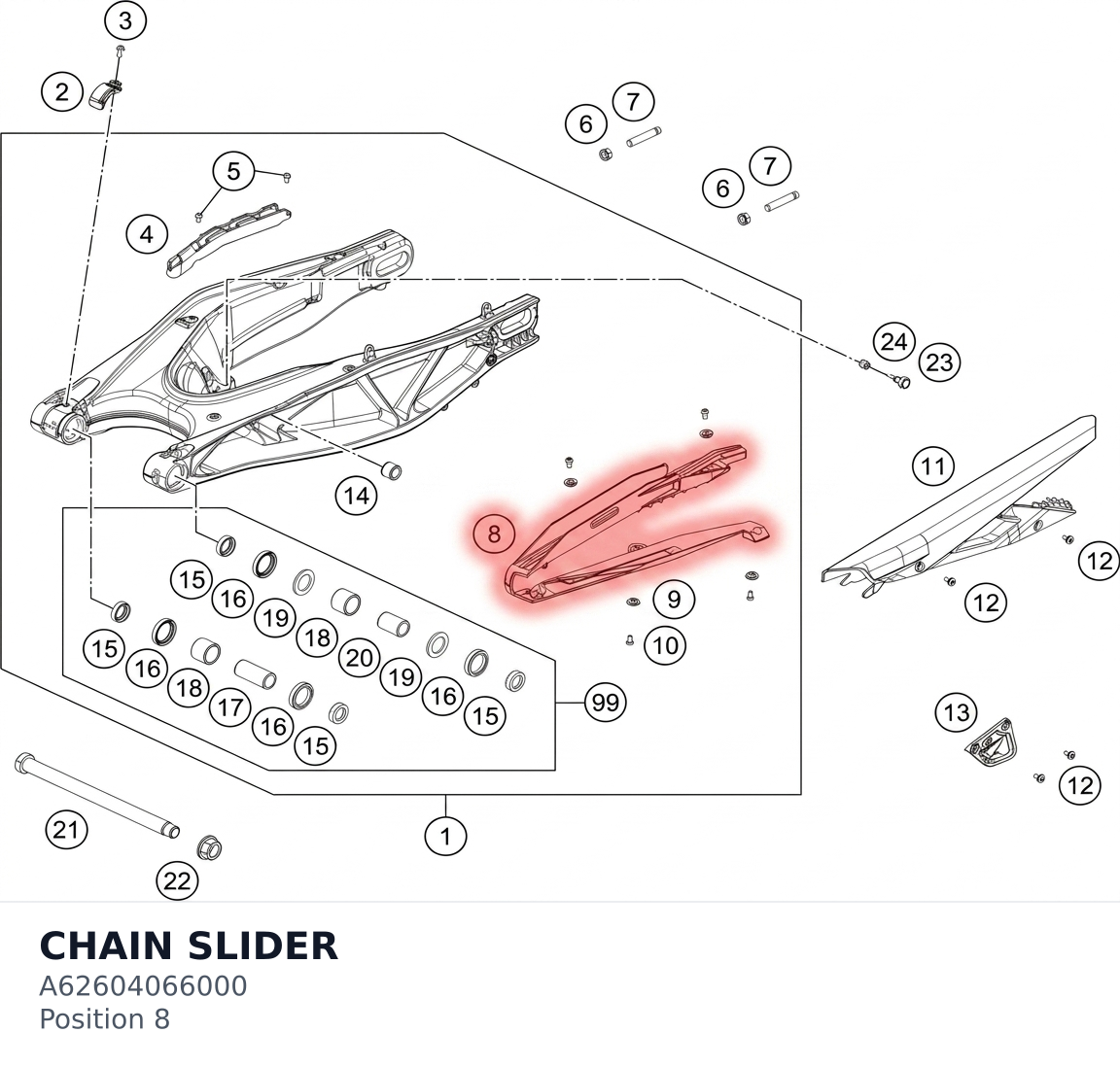Diagram preview: CHAIN SLIDER (A62604066000)
