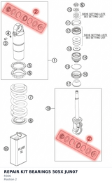 Diagram preview: REPAIR KIT BEARINGS 50SX JUN07 (R306)