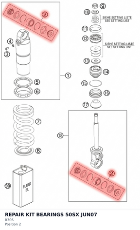 Diagram preview: REPAIR KIT BEARINGS 50SX JUN07 (R306)