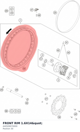 Diagram preview: FRONT RIM 1.6X14" (A40509070000)