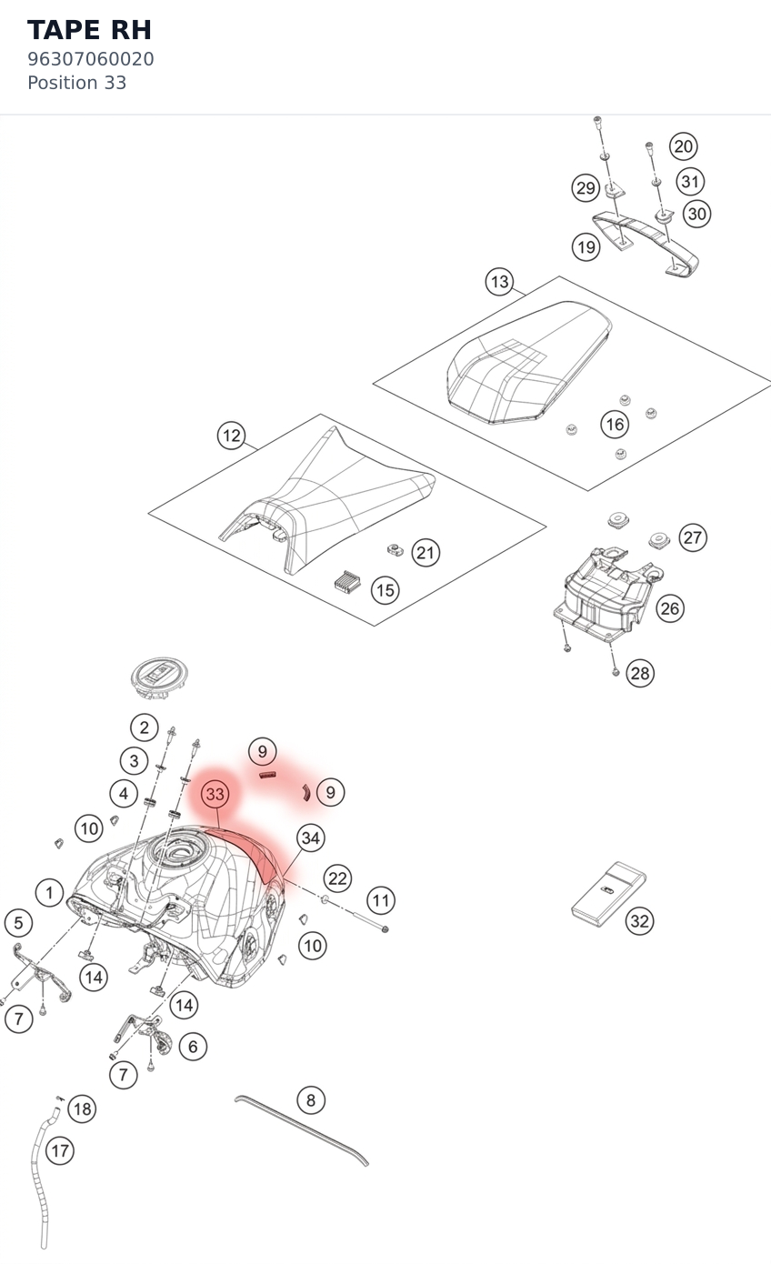 Diagram preview: TAPE RH (96307060020)