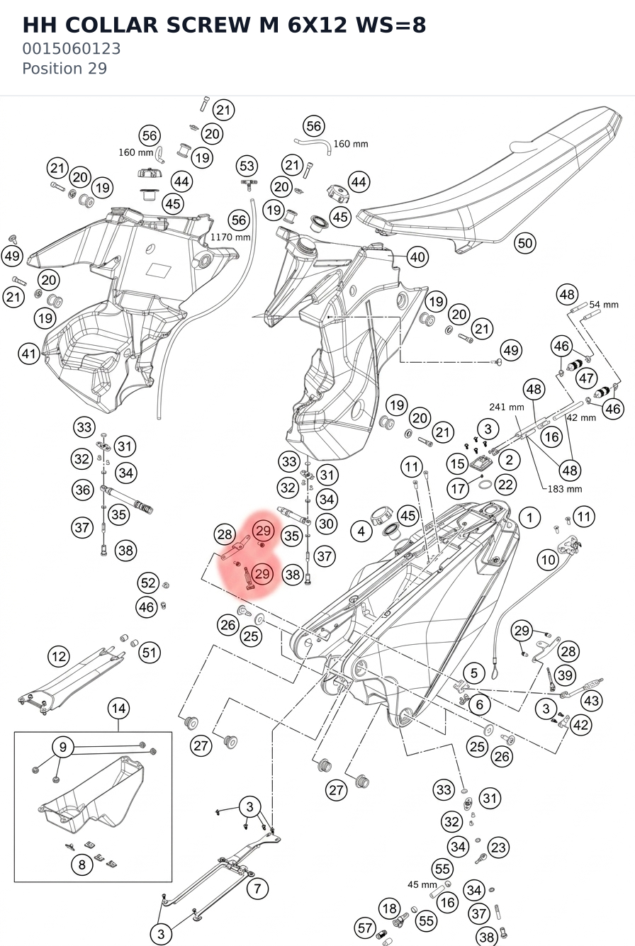 Diagram preview: HH COLLAR SCREW M 6X12 WS=8 (0015060123)