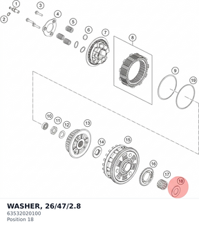 Diagram preview: WASHER, 26/47/2.8 (63532020100)