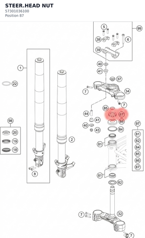 Diagram preview: STEER.HEAD NUT (57301036100)