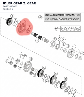 Diagram preview: IDLER GEAR 2. GEAR (76633012000)