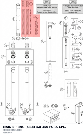 Diagram preview: MAIN SPRING (43.8) 4.8-450 FORK CPL. (S809900047S0000)