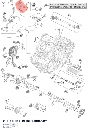 Diagram preview: OIL FILLER PLUG SUPPORT (60407026050)