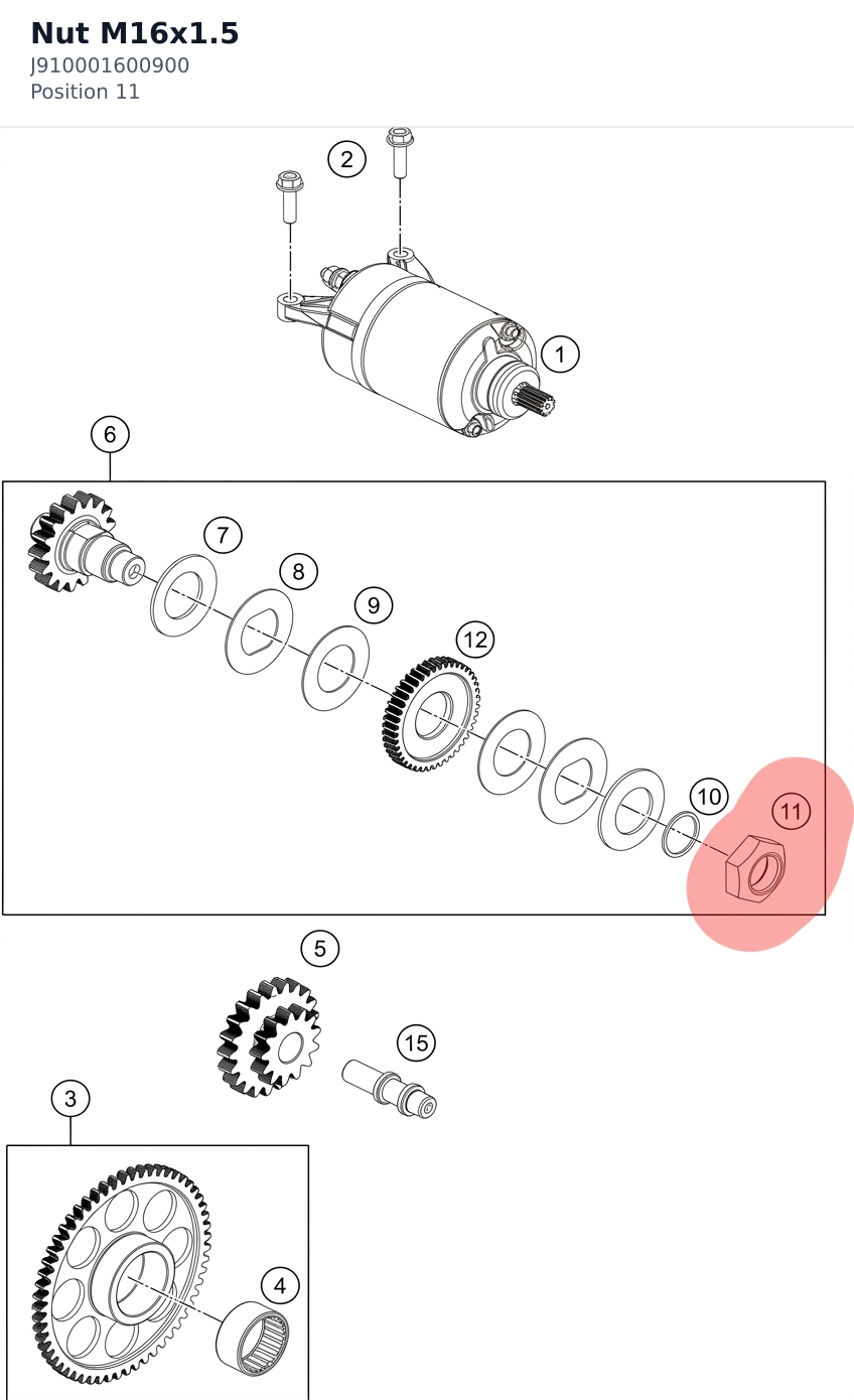 Diagram preview: Nut M16x1.5 (J910001600900)