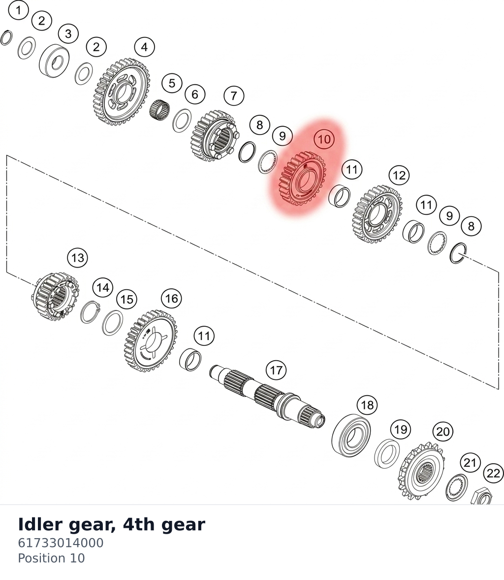 Diagram preview: Idler gear, 4th gear (61733014000)