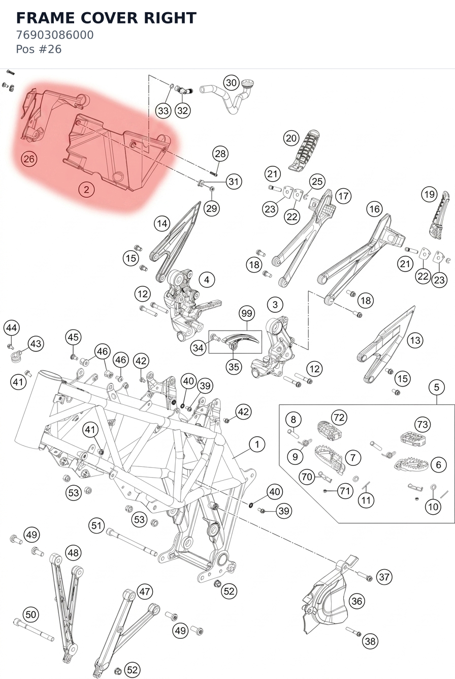 Diagram preview: FRAME COVER RIGHT (76903086000)