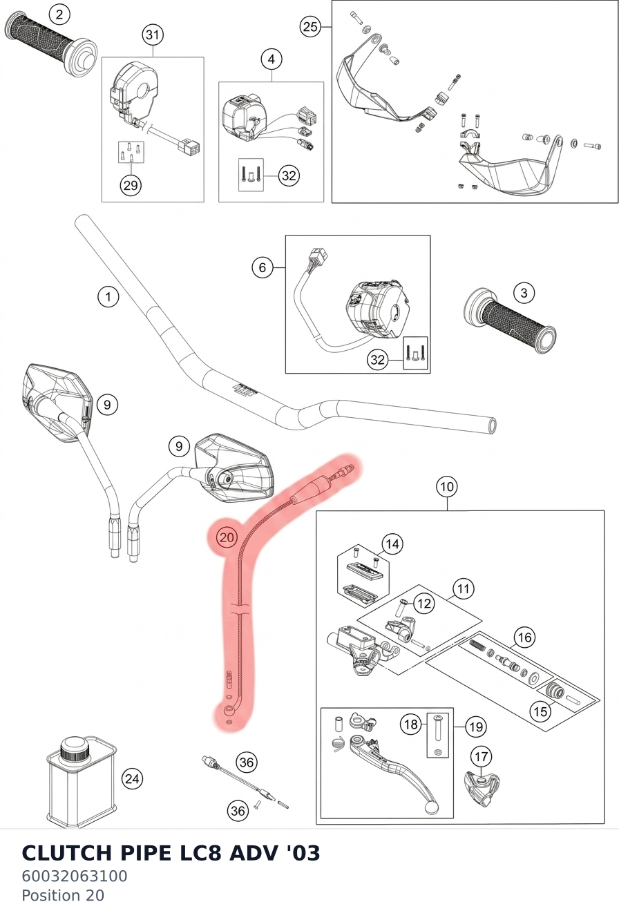 Diagram preview: CLUTCH PIPE LC8 ADV        '03 (60032063100)