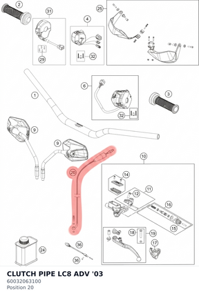 Diagram preview: CLUTCH PIPE LC8 ADV        '03 (60032063100)