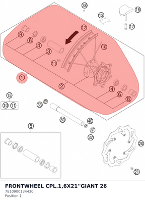 Diagram preview: FRONTWHEEL CPL.1,6X21''GIANT 26 (7810900134430)