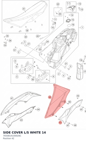 Diagram preview: SIDE COVER L/S WHITE 14 (7650814100028C)