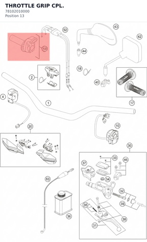 Diagram preview: THROTTLE GRIP CPL. (78102010000)
