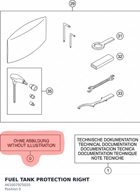 Diagram preview: FUEL TANK PROTECTION RIGHT (A61007925020)