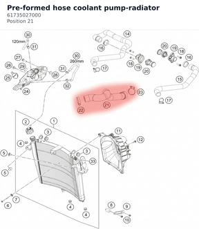 Diagram preview: Pre-formed hose coolant pump-radiator (61735027000)