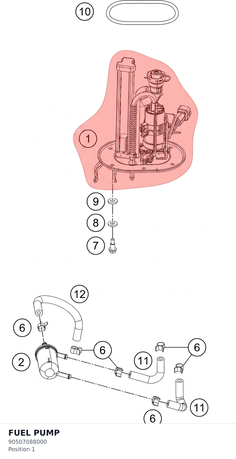 Diagram preview: FUEL PUMP (90507088000)