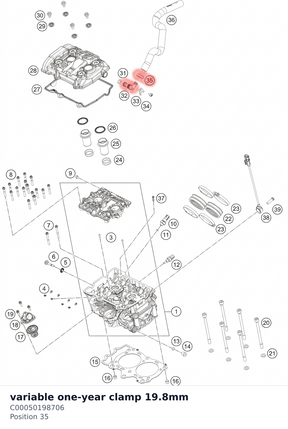 Diagram preview: variable one-year clamp 19.8mm (C00050198706)