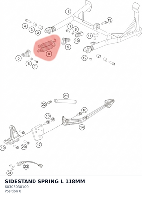 Diagram preview: SIDESTAND SPRING L 118MM (60303030100)