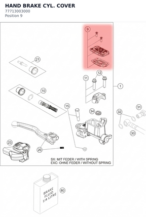 Diagram preview: HAND BRAKE CYL. COVER (77713003000)