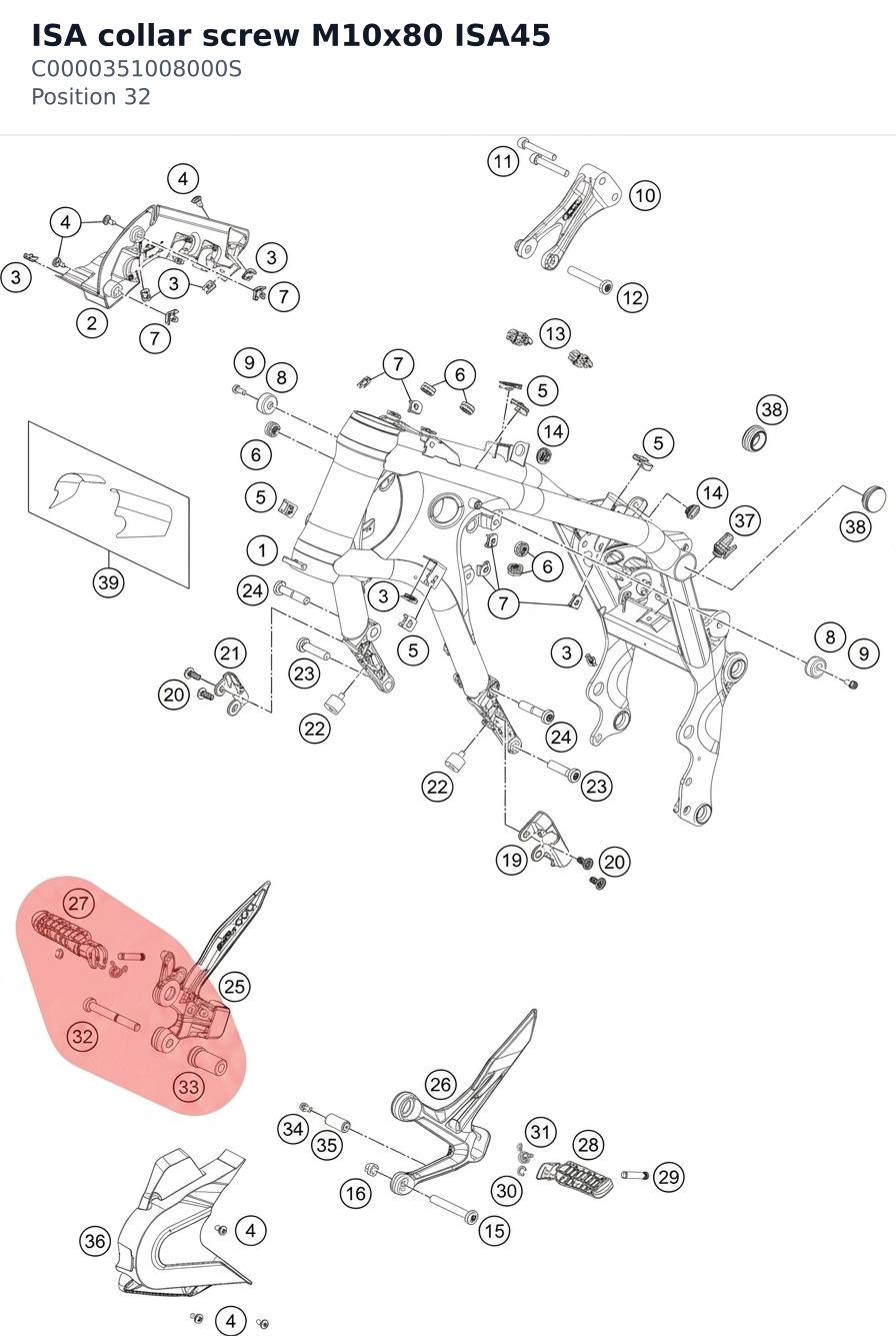 Diagram preview: ISA collar screw M10x80 ISA45 (C0000351008000S)