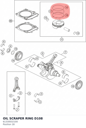 Diagram preview: OIL SCRAPER RING D108 (61330032100)