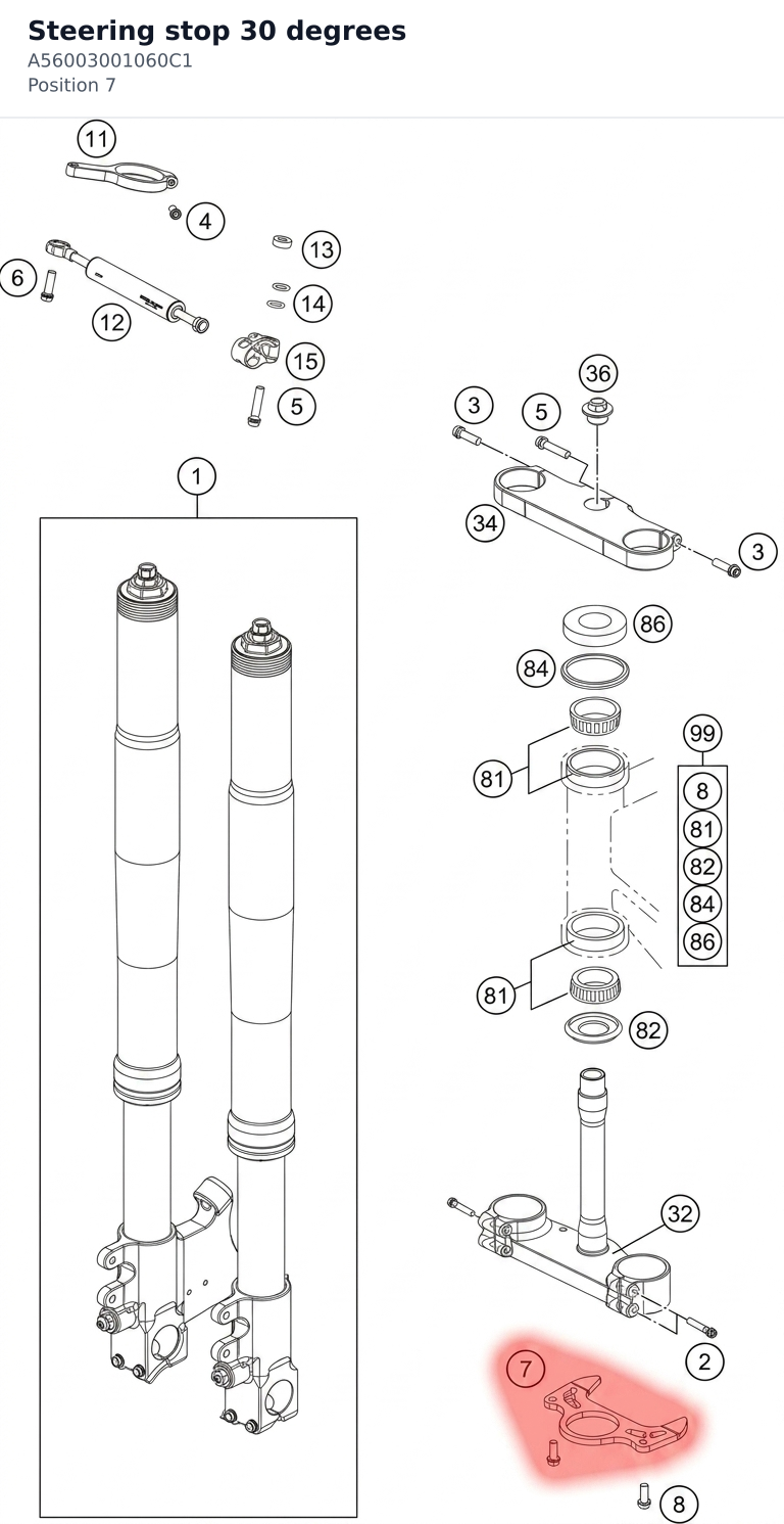 Diagram preview: Steering stop 30 degrees (A56003001060C1)