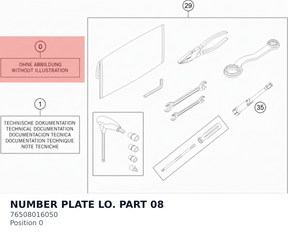 Diagram preview: NUMBER PLATE LO. PART 08 (76508016050)