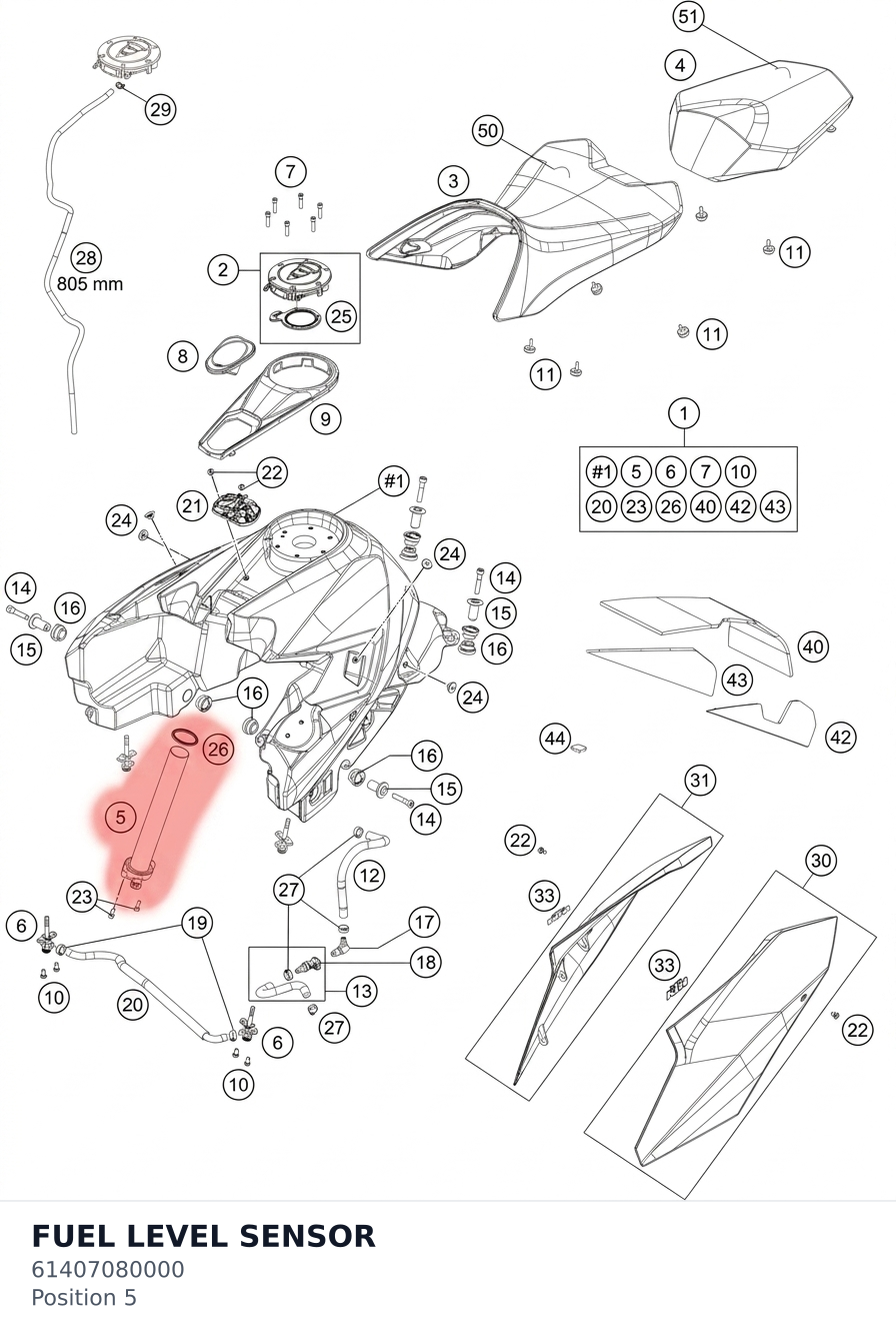 Diagram preview: FUEL LEVEL SENSOR (61407080000)