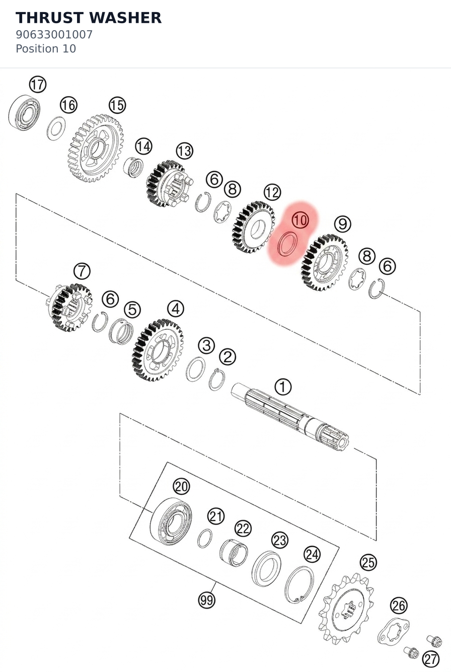 Diagram preview: THRUST WASHER (90633001007)