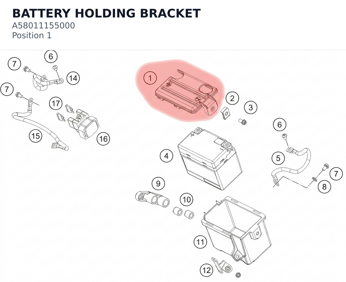 Diagram preview: BATTERY HOLDING BRACKET (A58011155000)