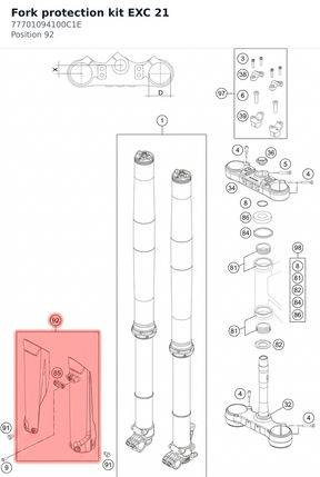Diagram preview: Fork protection kit EXC 21 (77701094100C1E)