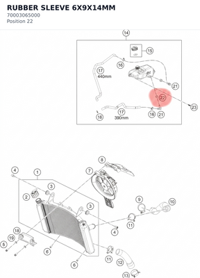 Diagram preview: RUBBER SLEEVE 6X9X14MM (70003065000)