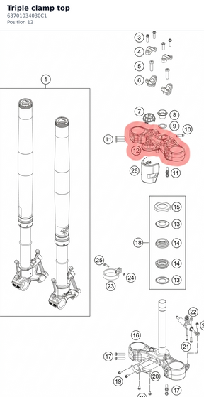 Diagram preview: Triple clamp top (63701034030C1)