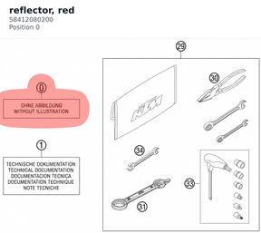 Diagram preview: reflector, red (58412080200)