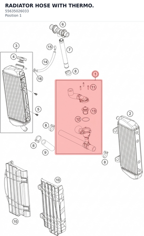 Diagram preview: RADIATOR HOSE WITH THERMO. (55635026033)