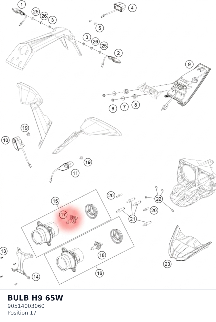 Diagram preview: BULB H9 65W (90514003060)