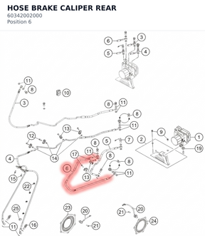 Diagram preview: HOSE BRAKE CALIPER REAR (60342002000)